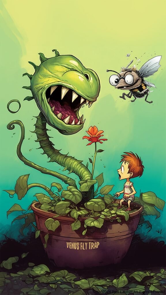 Printable Venus Fly Trap character artwork by Paul Easther