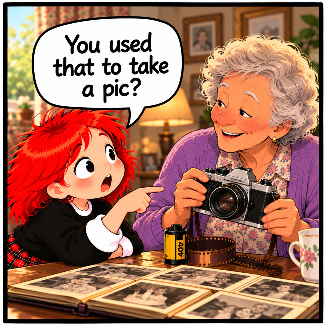 Film Camera — Lil Juno comic, panel 1 of 4