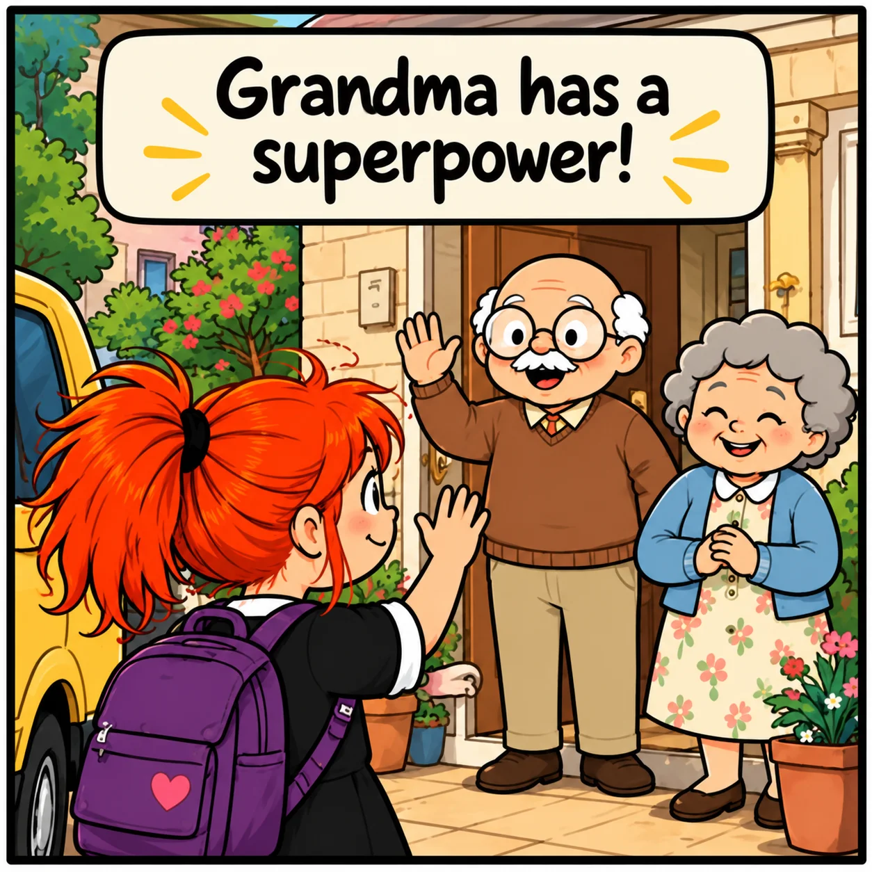 Grandma’s Superpower — Lil Juno comic, panel 1 of 4