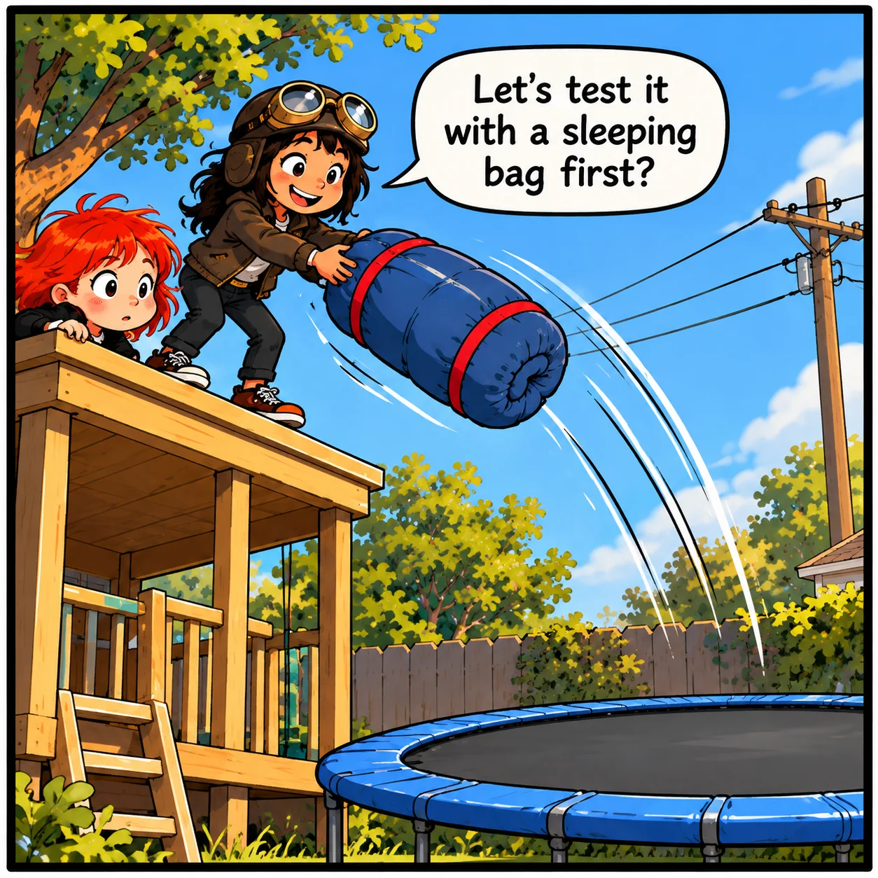 The Trampoline Test — Lil Juno comic, panel 2 of 4