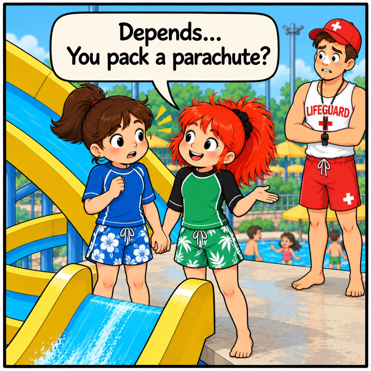The Water Slide — Lil Juno comic, panel 2 of 4