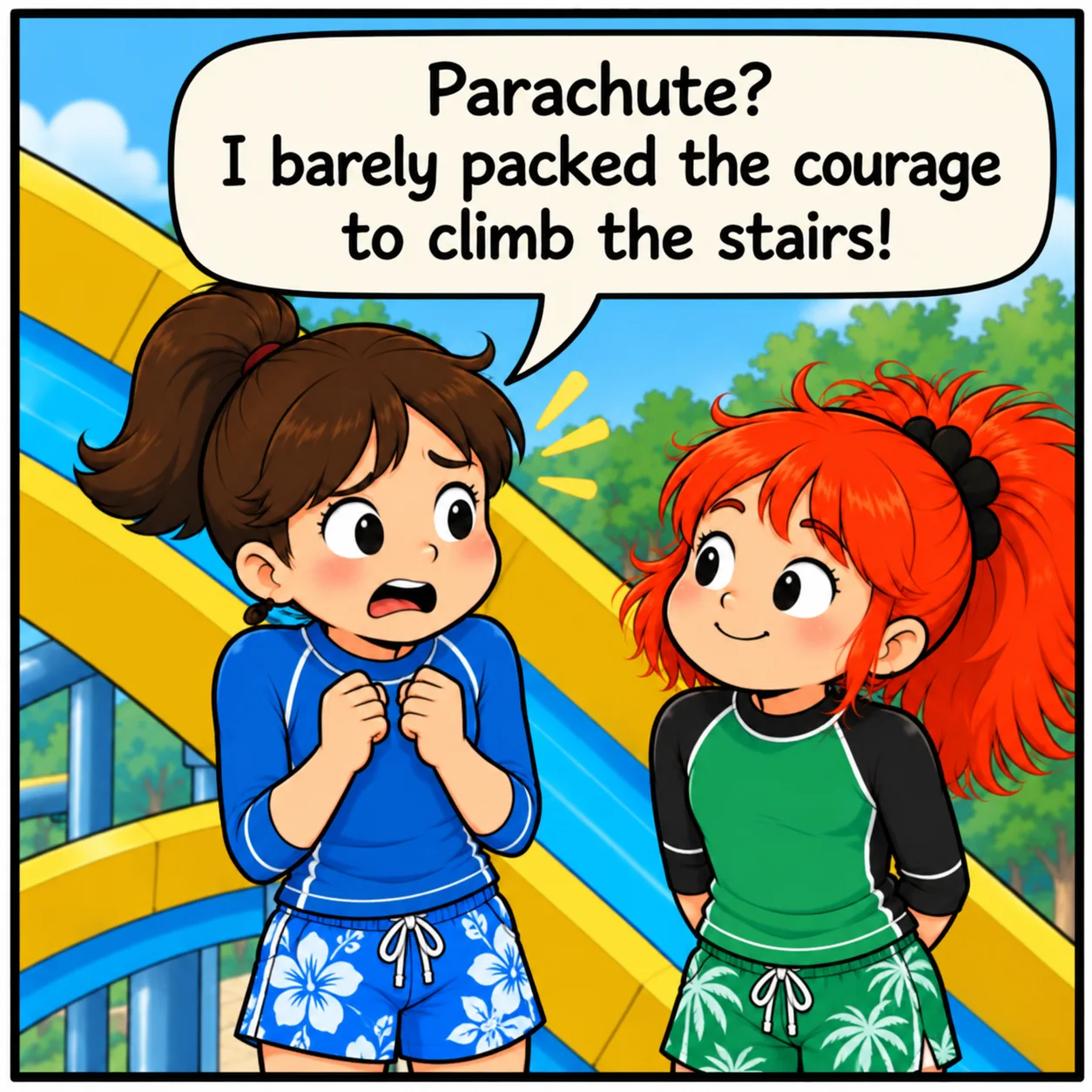 The Water Slide — Lil Juno comic, panel 3 of 4