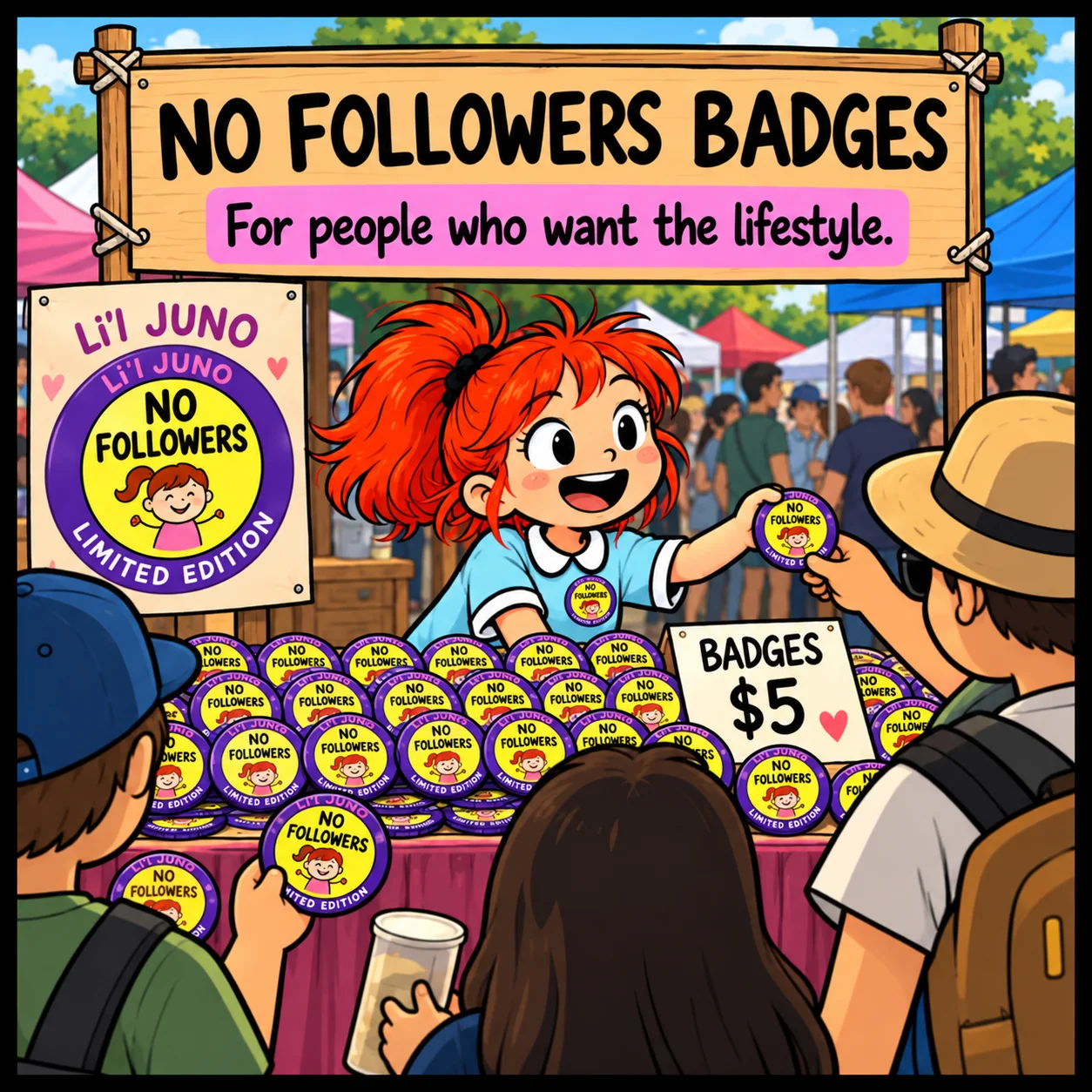 Title Monetising Zero Followers — Lil Juno comic, panel 4 of 4