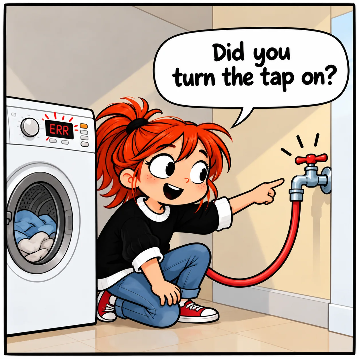 Title The Washing Machine — Lil Juno comic, panel 2 of 4