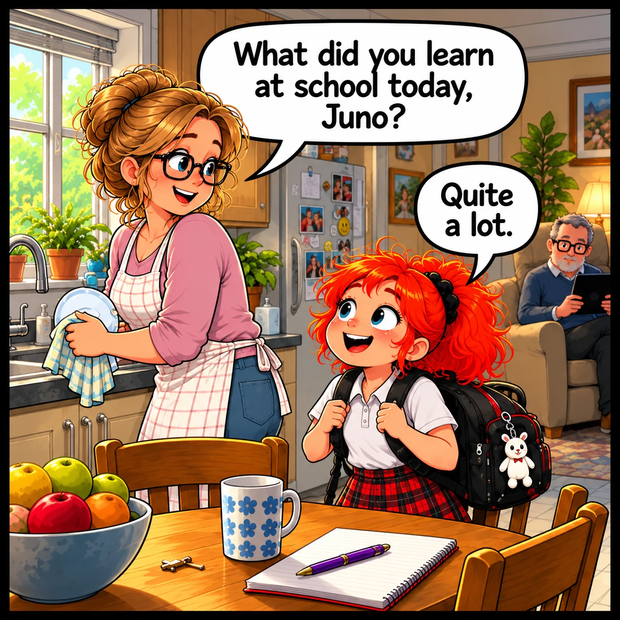 What Did You Learn at School? — Lil Juno comic, panel 1 of 4