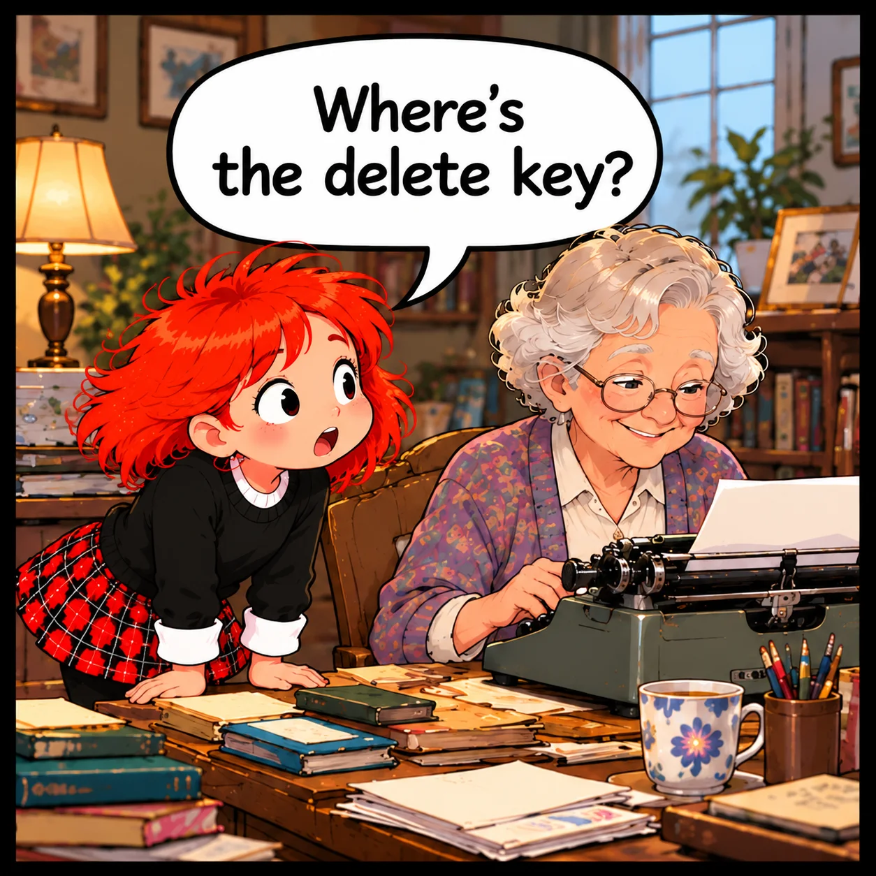 Where’s the Delete Key? — Lil Juno comic, panel 1 of 4